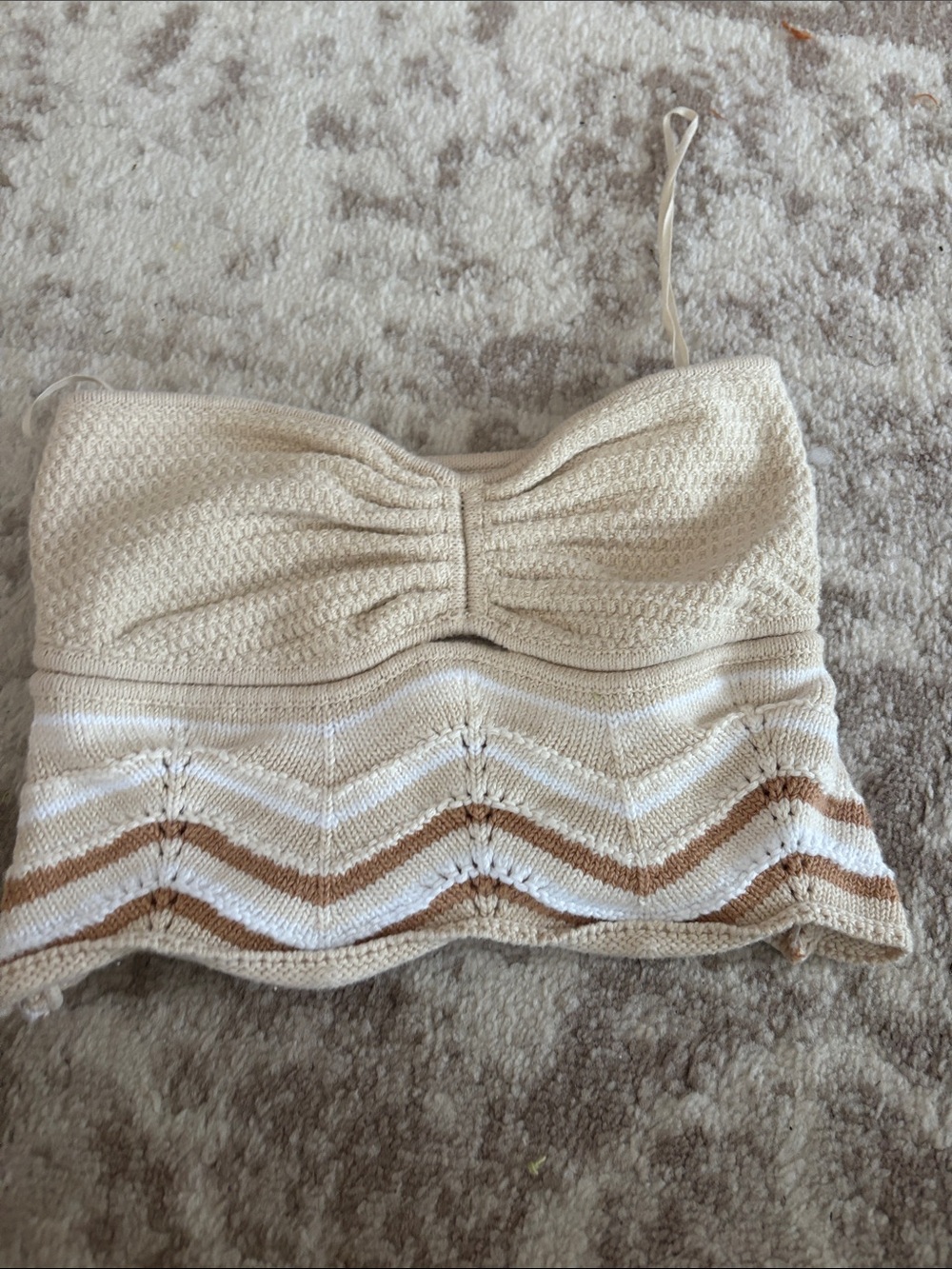 American Eagle Outfitters Cream Striped Knit Tube Top
